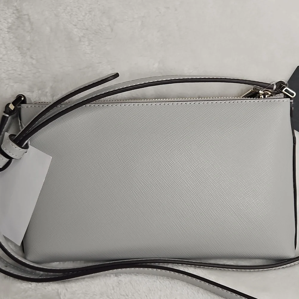Kate Spade Sadie Crossbody Set Saffiano Leather Stone Path Gray Gold